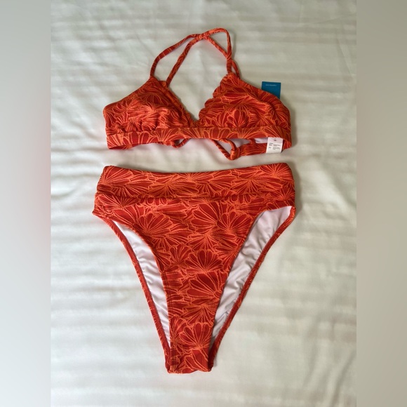 NWT Bikini Set for Women Bathing Suit High Waisted Scalloped V Neck Two Pieces S - Picture 7 of 17